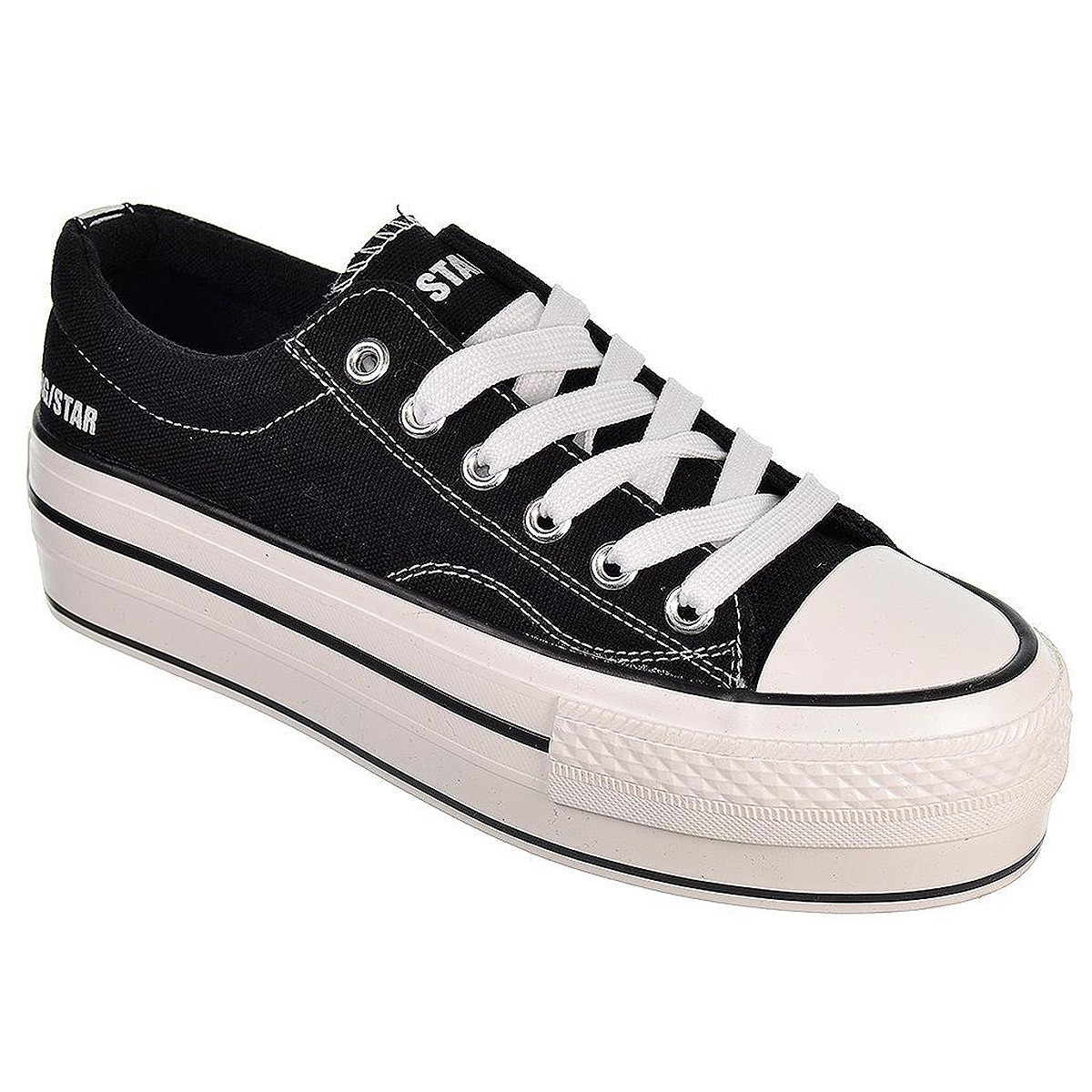 21453 DNG Zapatilla de lona. Forro textil. Cierre en cordones. Piso con plataforma y puntera de goma antideslizante. Bambas