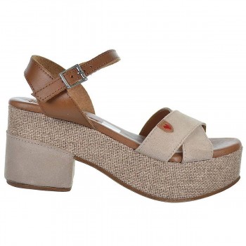5253 Oh! My Sandal Sandalia piel con tiras cruzadas. Confort. Cierre en pulsera con hebilla. Piso tacón ancho con plataforma