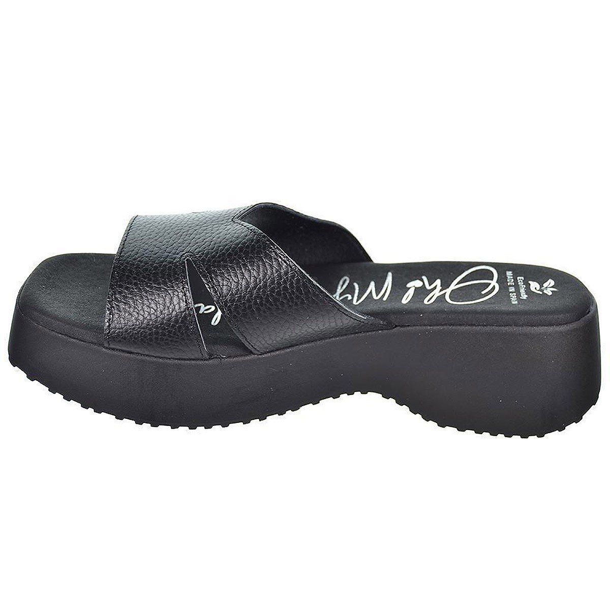 5194 Oh! My Sandals Zueco de piel con plantilla confort. Piso con plataforma de goma antideslizante.