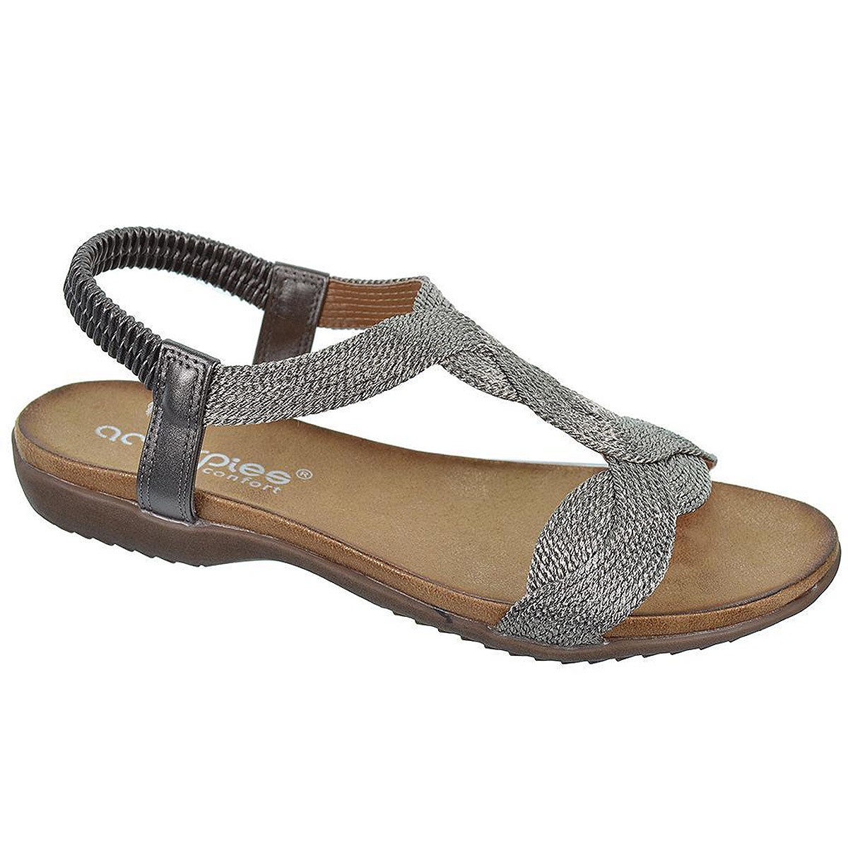 23572 Amarpies Sandalia textil y sintético y talón elástico, plantilla confort y suela de goma muy ligera y flexible.