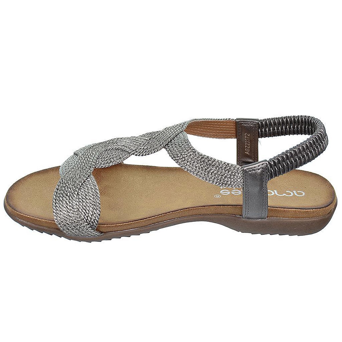 23572 Amarpies Sandalia textil y sintético y talón elástico, plantilla confort y suela de goma muy ligera y flexible.