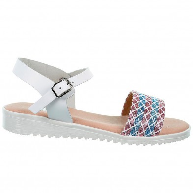 Crecendo Sandalia en piel. Con pala fantasía en colores, cierre en pulsera con hebilla. Plantilla de piel. Suela antideslizante. Crecendo Sandalia en piel. Con pala fantasía en colores, cierre en pulsera con hebilla. Plantilla de piel. Suela antideslizante.