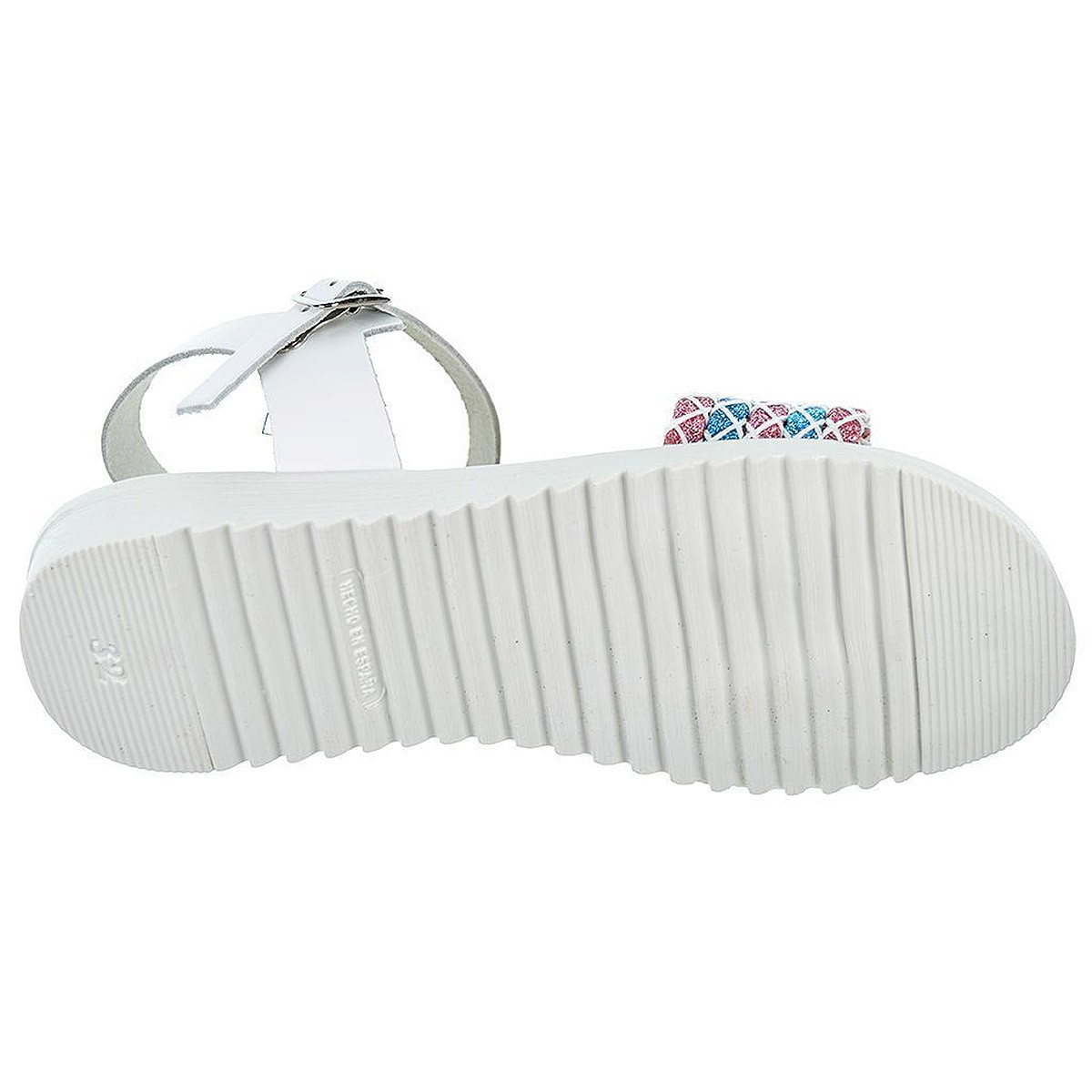 Crecendo Sandalia en piel. Con pala fantasía en colores, cierre en pulsera con hebilla. Plantilla de piel. Suela antideslizante. Crecendo Sandalia en piel. Con pala fantasía en colores, cierre en pulsera con hebilla. Plantilla de piel. Suela antideslizante.