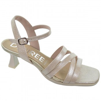 Alia7 Desireé Sandalia en piel con Tiras. cierre en pulsera con hebilla. Plantilla acolchada transpirable y ergonómica. Tacón 2