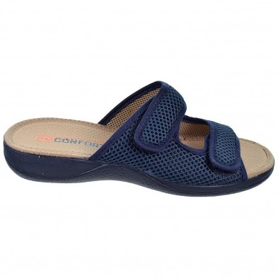 20113  Cm Confort Zapatilla Zueco textil destalonada. PARA PIES DELICADOS . Doble velcro. Plantilla acolchada. Antideslizante.