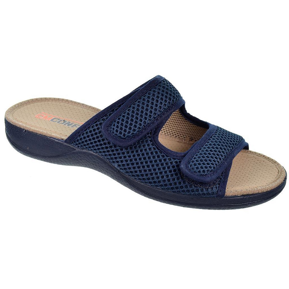 20113  Cm Confort Zapatilla Zueco textil destalonada. PARA PIES DELICADOS . Doble velcro. Plantilla acolchada. Antideslizante.