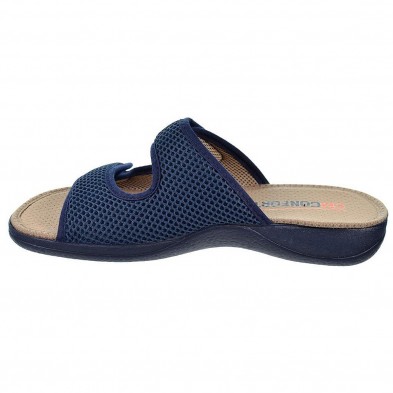 20113  Cm Confort Zapatilla Zueco textil destalonada. PARA PIES DELICADOS . Doble velcro. Plantilla acolchada. Antideslizante.
