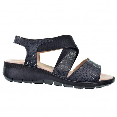 3594 Duendy Sandalia piel con tiras elásticas cruzadas en empeine. Plantilla de piel confort. Antideslizante. Pies delicados