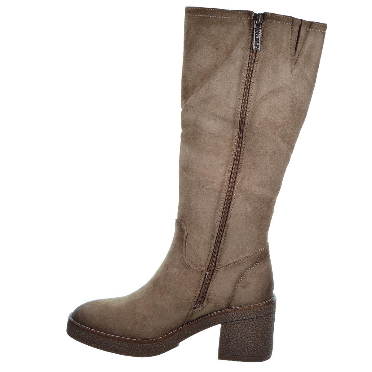 171296 Refresh Bota antelina, forro textil. Cremallera interior. Piso de goma. Tacón ancho de 7cm. antideslizante.