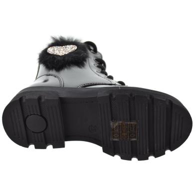 305029 Conguitos Botín charol. Forro y plantilla textil acolchado. Adorno brillantes. Cremallera. Cordones. antideslizante