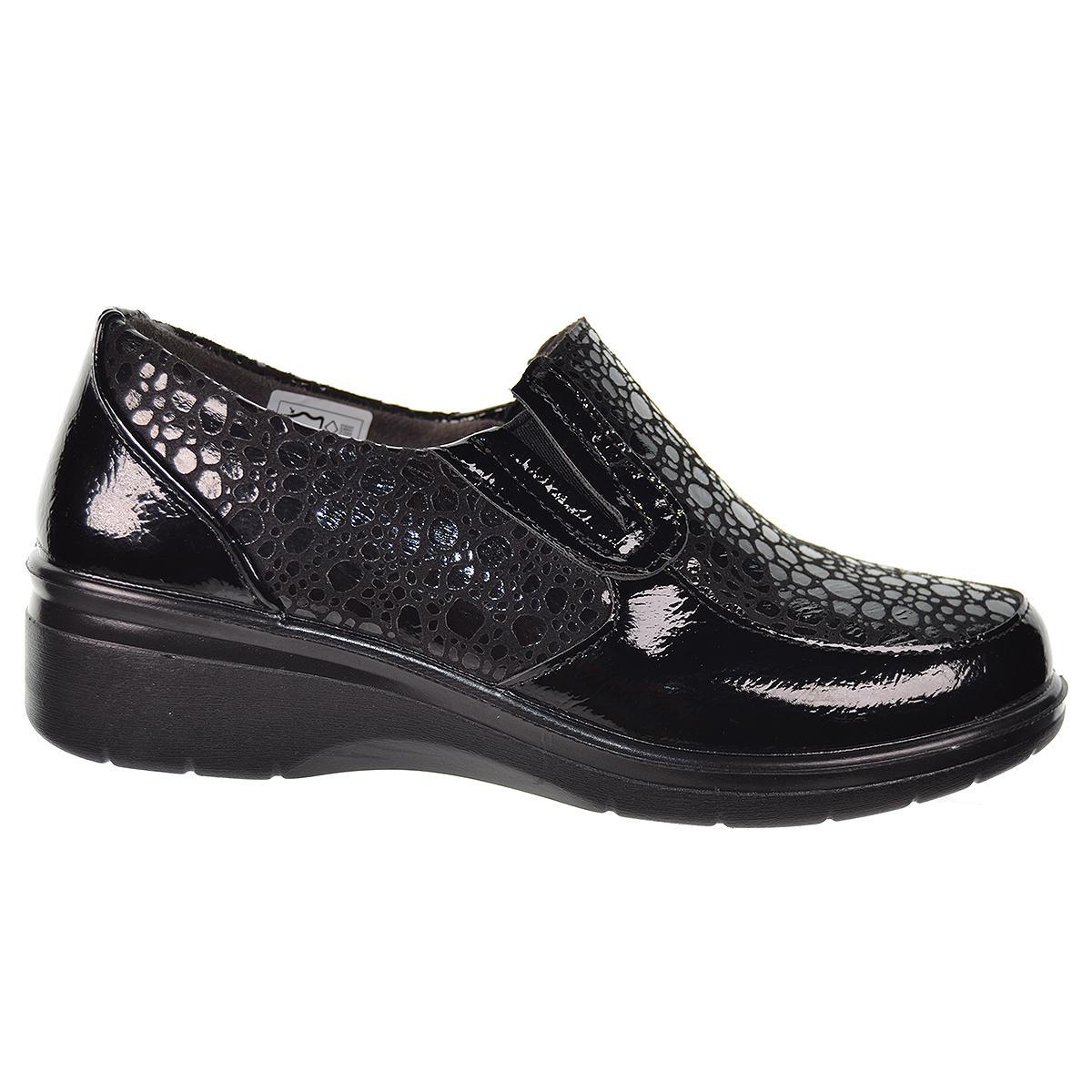 25361 Amarpies Zapato Confort en charol sintético y textil. plantilla extraíble. Cordones elásticos. Ideal para pies delicados.