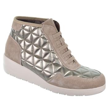 4051 Treintas 30s Botín casual piel serraje y textil acolchado. Cremallera. Plantilla extraíble . cuña antideslizante, 2