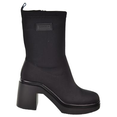 25224 D´angela Botín Botín textil  licra. Cremallera Suela antideslizante con plataforma de 2cm y tacón ancho de 7cm de altura.