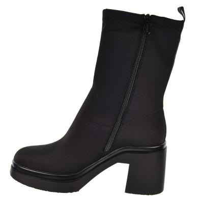 25224 D´angela Botín Botín textil  licra. Cremallera Suela antideslizante con plataforma de 2cm y tacón ancho de 7cm de altura.