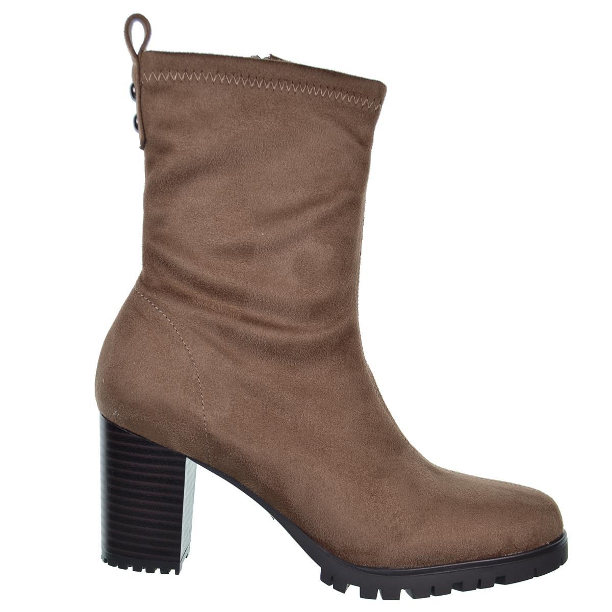 25243 D´Angela Botín antelina con licra. Forro textil. Cremallera interior. Suela de caucho con tacón ancho de 7cm de altura.