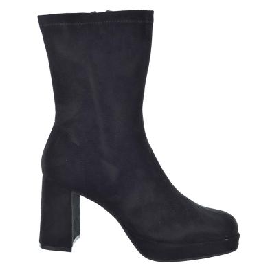 25140 D´Angela Botín antelina y licra. forro textil. Cremallera. Piso forrado antelina, plataforma tacón ancho. Antideslizante.