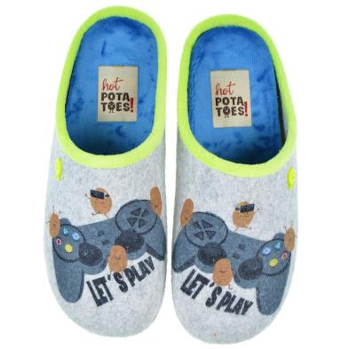 Raheny Hot Potatoes Zapatilla Casa Corte estampado de fieltro y planta afelpada. Plantilla extraíble 100% reciclado. Caucho.