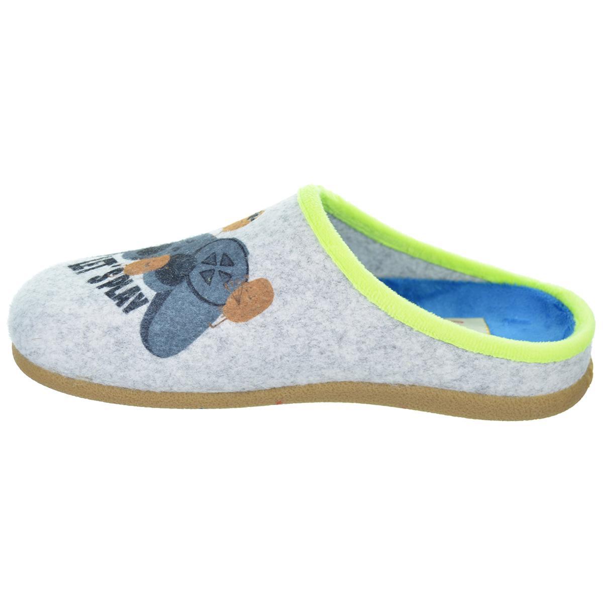 Raheny Hot Potatoes Zapatilla Casa Corte estampado de fieltro y planta afelpada. Plantilla extraíble 100% reciclado. Caucho.