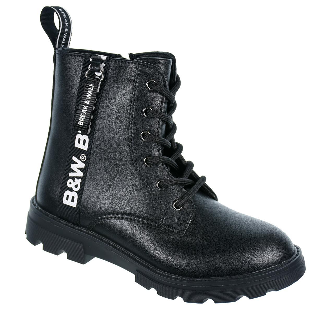 594049 B&W Botín sintético. forro y plantilla textil acolchado. cremallera y cordones ajustables. Piso de goma antideslizante.