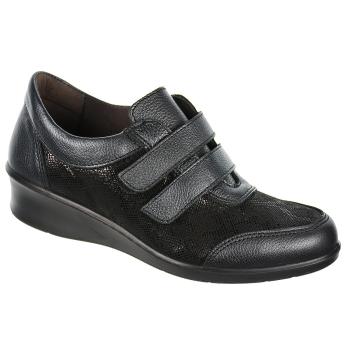 21833 Laura Azaña Zapato Confort Piel y textil. Forro y plantilla anti bacterias. con velcro. Piso de poliuretano en cuña 2