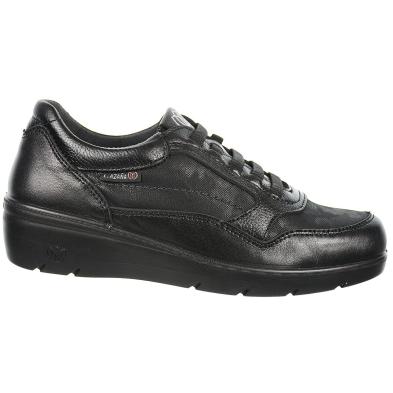 26807 Laura Azaña Zapato Confort Piel y textil. Forro y plantilla anti bacterias. Elásticos en empeine. Piso  poliuretano cuña