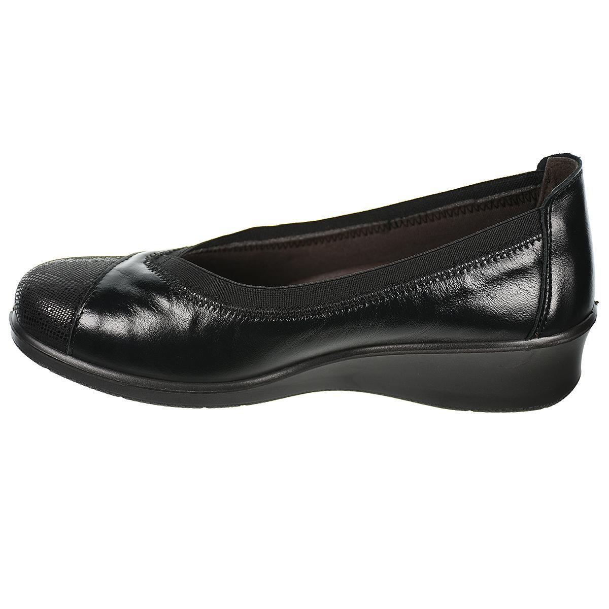 21853 Laura Azaña Zapato Confort Piel estilo salón. Con elástico. Forro y plantilla textil anti bacterias. Piso poliuretano cuña