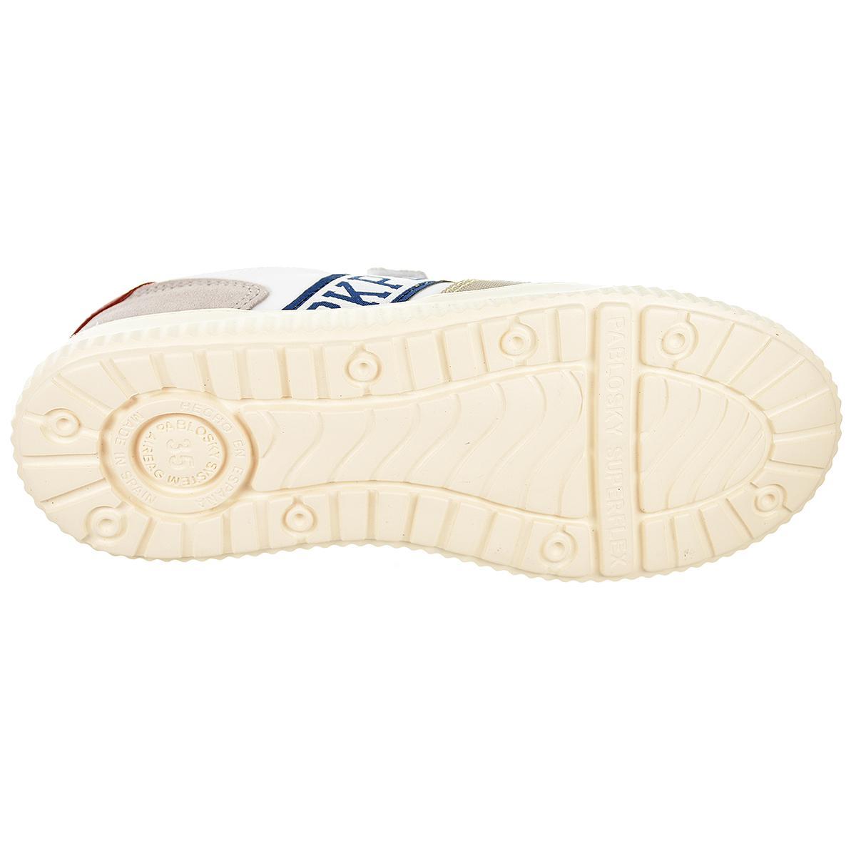 200906 Pablosky Sneaker Piel. forro sin costuras , plantilla extraíble y doble velcro. Suela antideslizante, muy flexible.