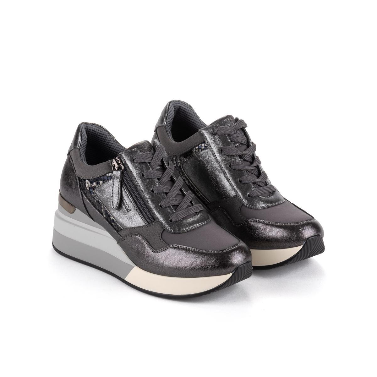 Aule Yumas Zapato Casual sintético. Forro textil. Cremallera y cordones. Plantilla confort. Cuña y plataforma Antideslizante
