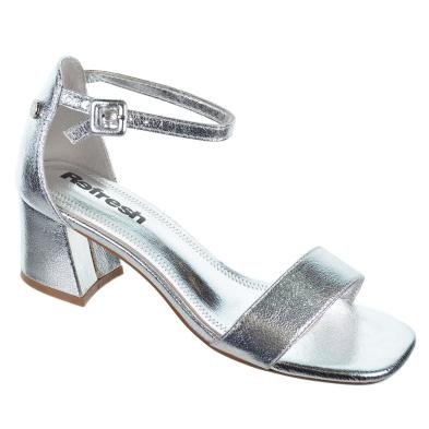 Refresh 171957 Sandalia Metalizada Vegana Tacón Ancho Mujer Antideslizante