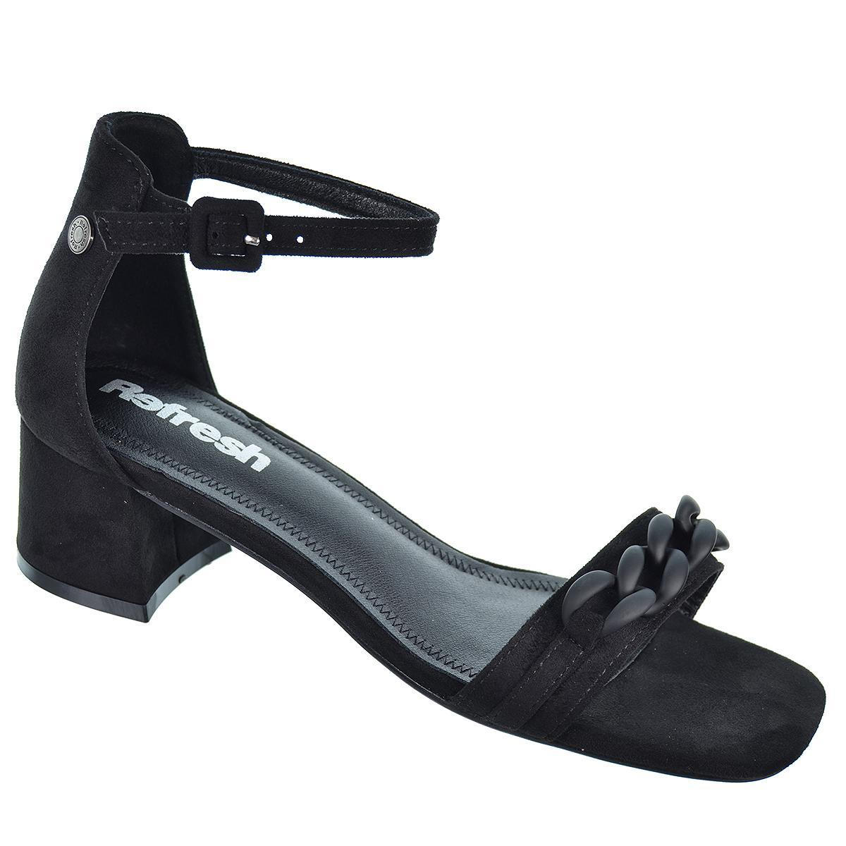 Refresh 171892 Sandalia Antelina Vegana Tacón Ancho Mujer