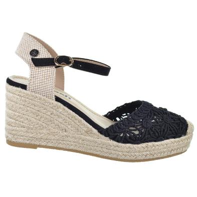 Refresh 171953 Alpargata textil Vegana. Cuña de 8 cm Mujer con hebilla