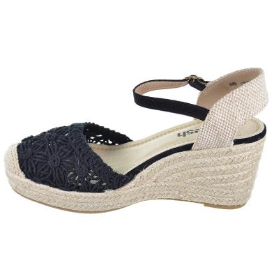 Refresh 171953 Alpargata textil Vegana. Cuña de 8 cm Mujer con hebilla