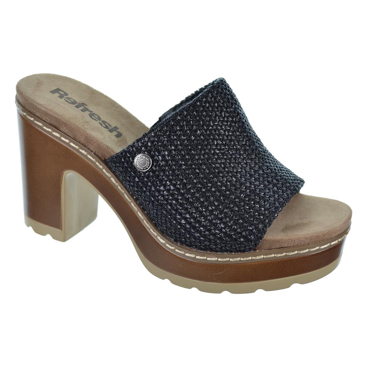 Refresh 171803 Sandalia Textil Rafia Vegano Tacón Plataforma Mujer antideslizante