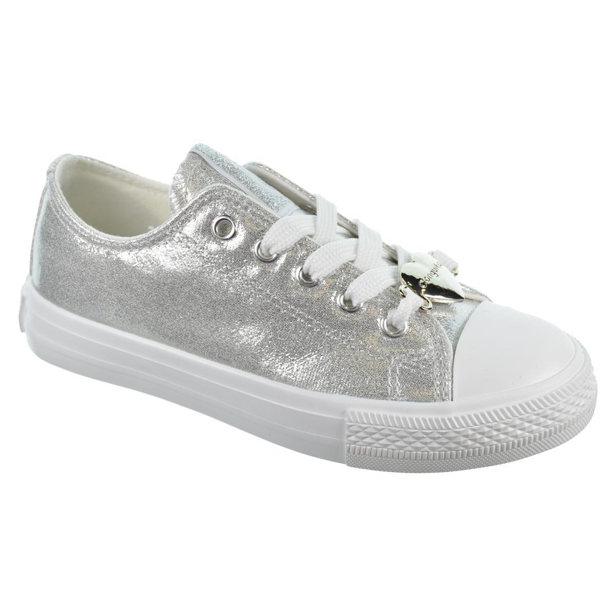 conguitos 283076 zapatilla metalizada cordones nina antideslizante piso goma