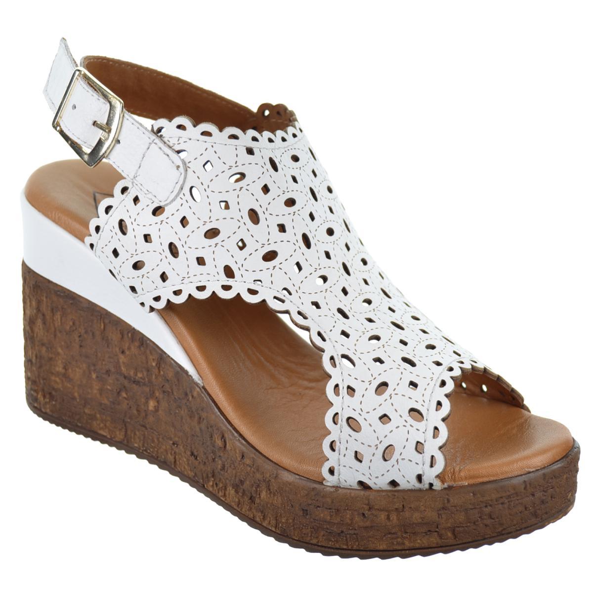 Top3 24488 Sandalia Piel Acolchada Mujer Cuña y Plataforma