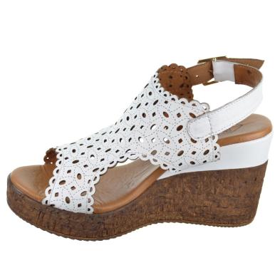 Top3 24488 Sandalia Piel Acolchada Mujer Cuña y Plataforma