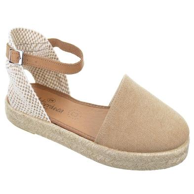 20167  Mediterranea Alpargata textil Cierre en pulsera con hebilla. Plantilla acolchada. Piso de yute. Antideslizante.
