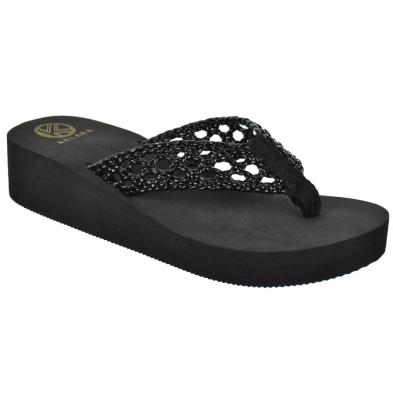 Kelara K42017 Sandalia Esclava con pala en sintético trenzado. Piso de plataforma con cuña muy ligera. Playa y Piscina