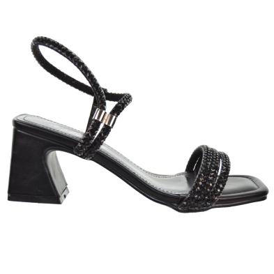 Isteria 24033 Sandalia Tiras Brillantes Tacón Ancho Mujer