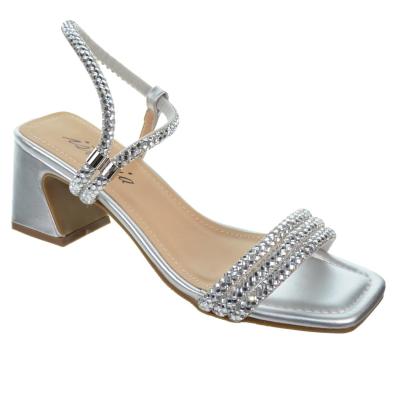 Isteria 24033 Sandalia Tiras Brillantes Tacón Ancho Mujer