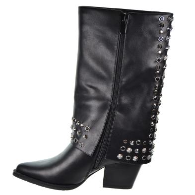 Isteria 24213 Bota Acolchada con Remaches Tacón Ancho Mujer