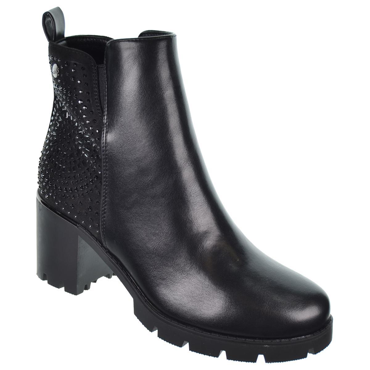 Isteria 24244 Botín Sintético Antelina Tacón Ancho Mujer