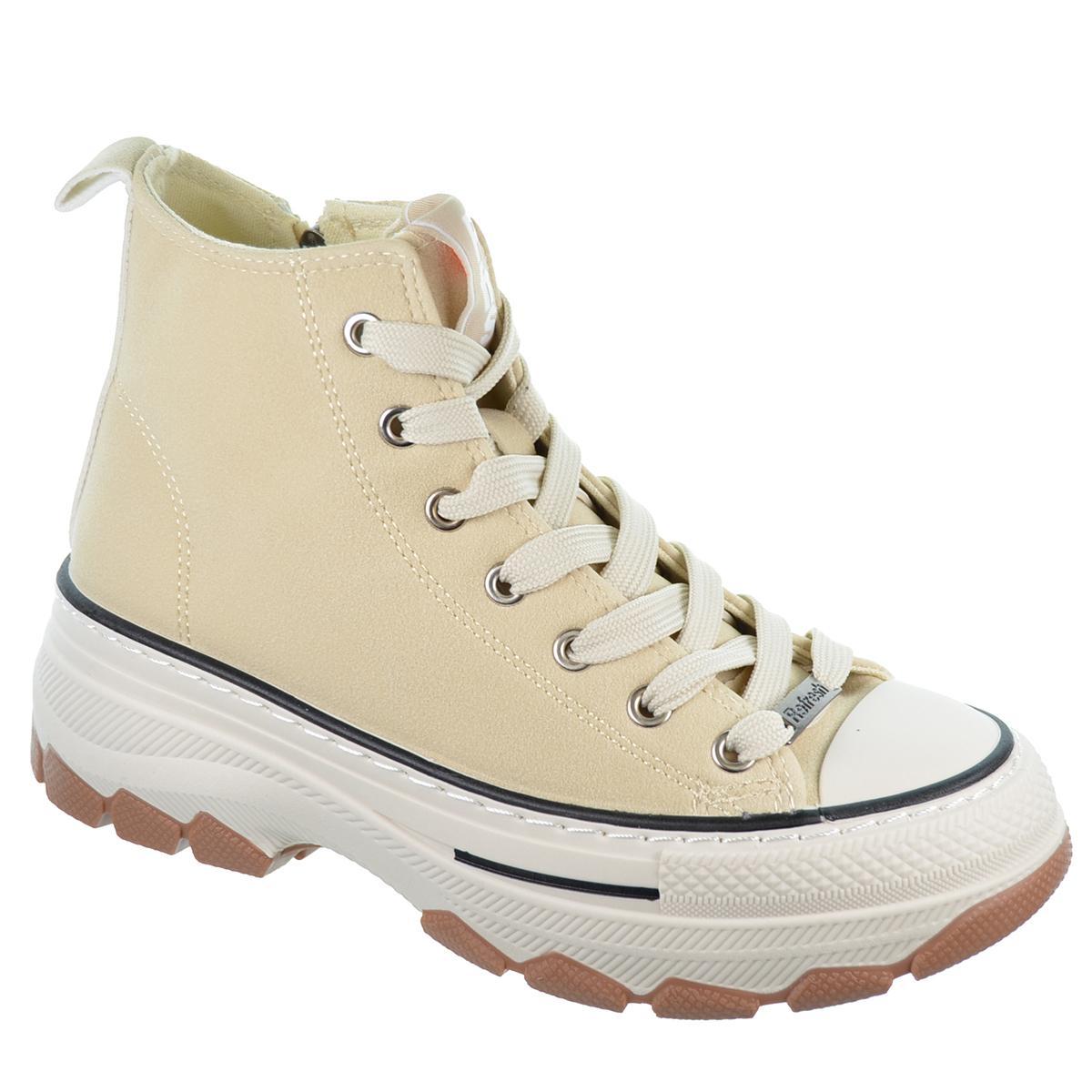 Refresh 172317 Zapatilla botín vegana con cremallera, cordones, suela dentada antideslizante y plantilla extraíble.