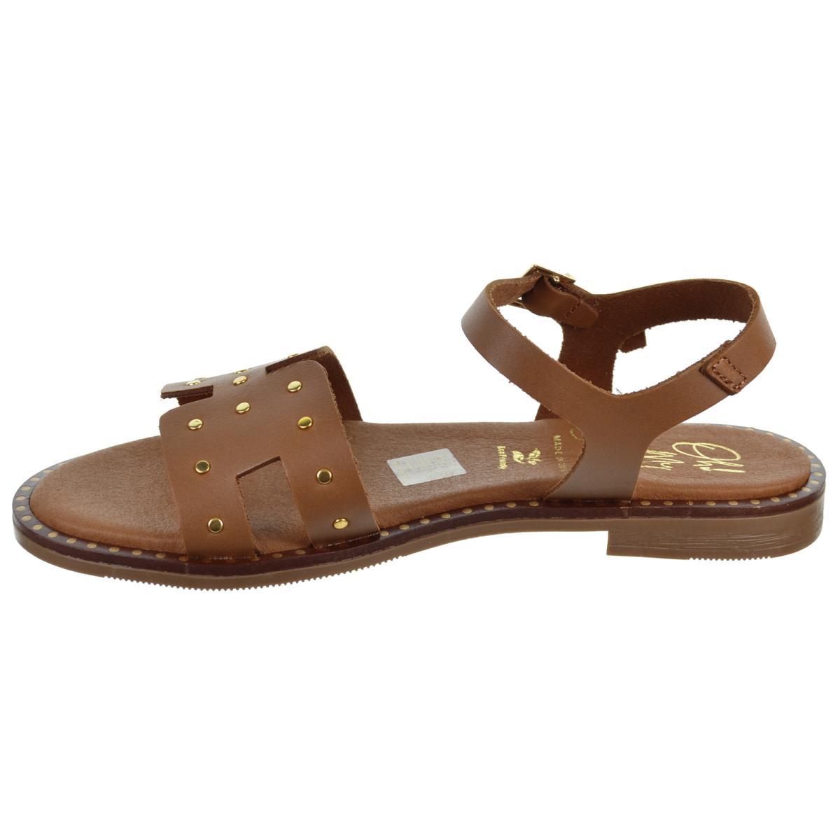 Oh My Sandals 5577 Sandalia Piel Confort Tacón Ancho Mujer Marrones Cuero