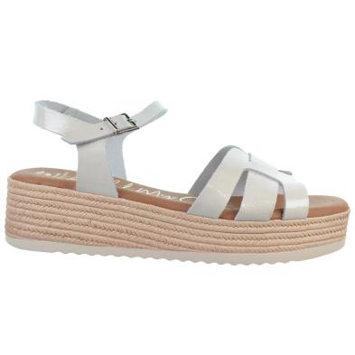 Oh My Sandals 5702 Sandalia Piel Confort Plataforma Mujer blancas