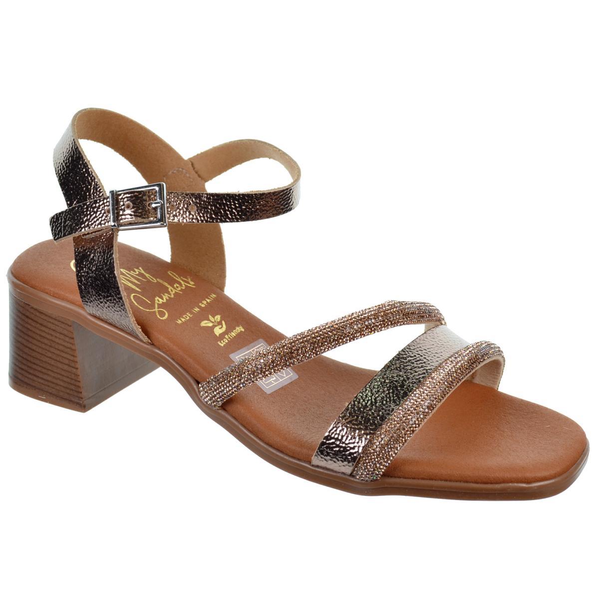 Oh My Sandals 5614 Sandalia Piel Confort Velcro Tacón Mujer Marron