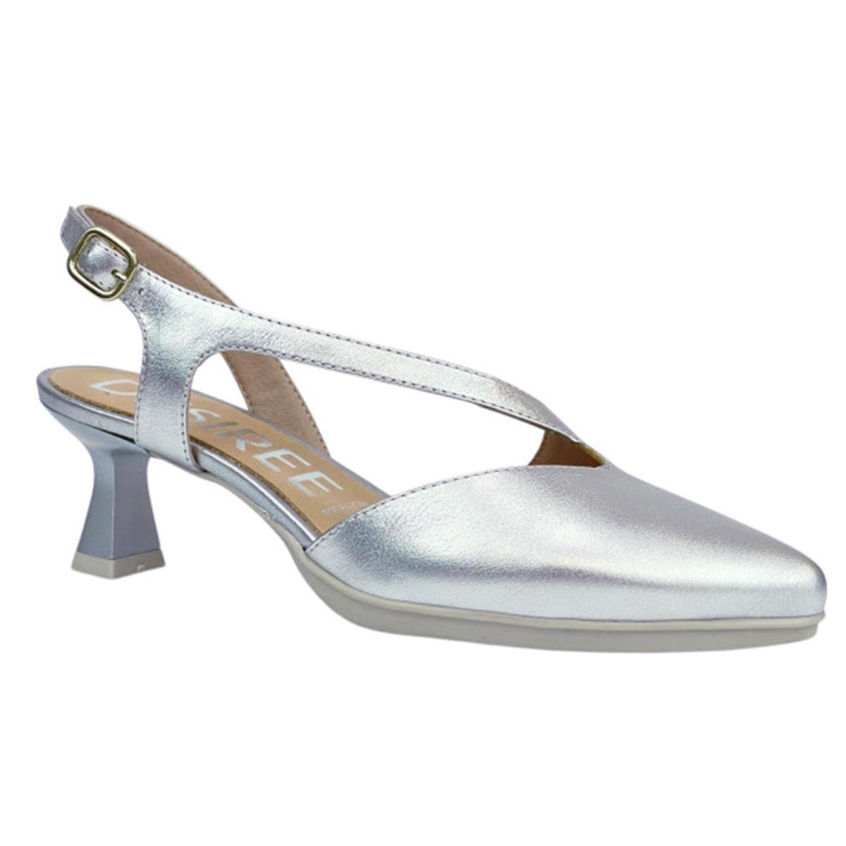 Desiree Maia29 Zapato Salón Piel Destalonado Tacón Mujer Plata