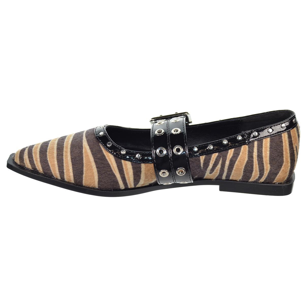 Isteria 532 Zapato Confort Textil Cebra Punta Fina Mujer