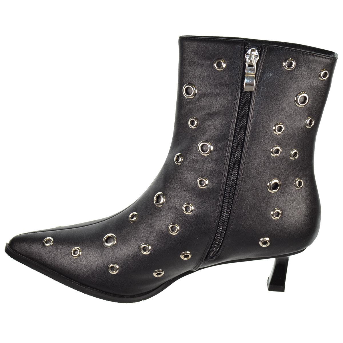 Isteria 555 Botín Acolchada con Remaches Tacón Fino Mujer