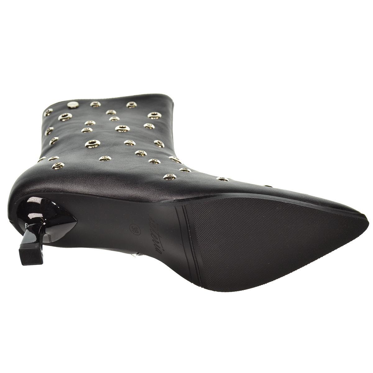 Isteria 555 Botín Acolchada con Remaches Tacón Fino Mujer